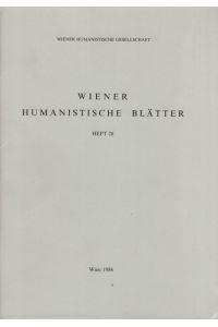 Wiener humanistische Blätter Heft 28.