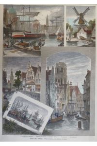kolorierter Holzstich - Bilder aus Holland. (Mehrere Holzstiche)