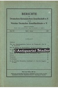 Berichte der Deutschen Keramischen Gesellschaft e. V. und des Vereins Deutscher Emailfachleute e. V.   - Band 28, Heft 1, Januar 1951.