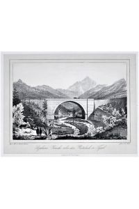 Stephans-Brücke über den Rutzbach (Ruetz) in Tyrol. Orig. Lithographie auf China Papier von Basilio Armani.