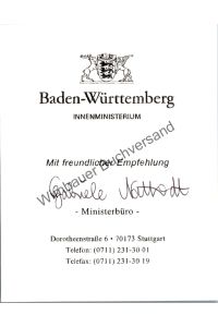 Grusskarte Innenministerium Baden-Württemberg Ministerbüro