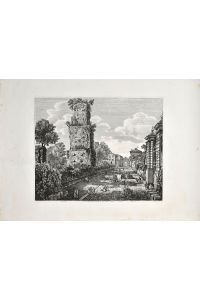 Veduta del Sepolcro D`Ascanio, da altri di Pompeo Magno, o Settiizonio al naturale. 1825. [Original-Kupferstich / original copper engraving].