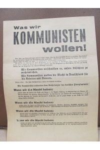Was wir Kommunisten wollen! Original-Flugzettel bzw. Aushang wohl zur Hamburgischen Bürgerschaftswahl am 8. März 1933.