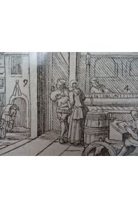 Der Tuchmacher. Holzschnitt im Passepartout. Aus Comenius, um 1780. 5, 5 x 8, 5 cm; Blattgröße: 17, 5 x 10, 5 cm.