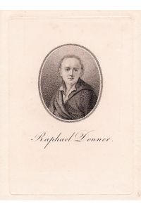 Raphael Donner. Porträt in Medaillonform. Orig. Punktierkupferstich, um 1820.