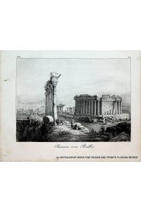 BAALBEK, Lebanon view , Balbec, original lithograph 1838