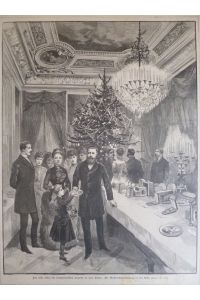 orig. Holzstich - Weihnachten - Aus dem Leben der kronprinzlichen Familie in San Remo  - Die Weihnachtsbescherung in der Villa Zirio
