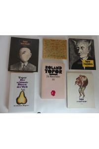 12 Bände Roland-Topor-Sammlung 1. Jokos Ehrentag (Fischer, 1974) 2. Topor: Tagträume (Diogenes) 3. Therapien (Diogenes) 4. Je t´aime (Kehayoff) 5. Memoiren eines alten Arschlochs (Diogenes) 6. Die Masochisten (KiWi 48) 7. Die Wahrheit über Max Lampin (Alexander) 8. Toxicologie (Diogenes) 9. Der schönste Busen der Welt (Diogenes, 1987) 10. Tragödien (Diogenes) 11. Susanne. Geschichten seines Fußes (Karin Kramer) 12. Le Grand Macabre (Diogenes).