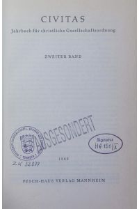 Civitas.   - Jahrbuch für Sozialwissenschaften. - 2.