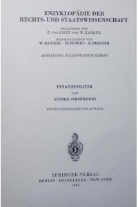 Enzyklopädie der Rechts- und Staatswissenschaft. - Abt. Staatswissenschaft. Finanzpolitik.   - 17 Tabellen.