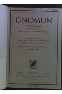 Gnomon: Kritische Zeitschrift für die gesamte klassische Altertumswissenschaft Band 37/1965.