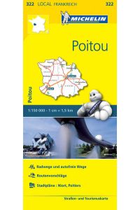 Michelin Poitou  - Straßen- und Tourismuskarte 1:150.000