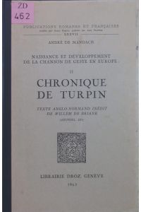 Chronique de Turpin.   - texte anglo-normand inédit de Willem de Briane ,, (Arundel 220).