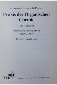 Praxis der organischen Chemie.   - Ein Handbuch.