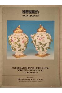 Henry´s Auktionen - Januar 1996.   - Antiquitäten, Kunst, Tafelsilber, Schmuck, Armband- und Taschenuhren.