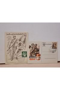 2 Kriegspostkarten vom 12. 1. 1941 mit Sonderstempel *Tag der Briefmarke, Hamburg, 12. 1. 1941*. Die eine Karte *Im Kampf um die Freiheit*, die andere Postkarte: *Kämpfen, Arbeiten, Opfern*.