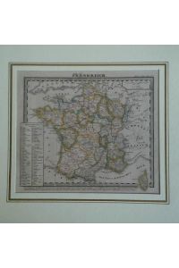 Frankreich - Teils grenzcolorierte Karte im Kupferstich