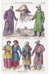 China dell'Asia Superiore. / Buchar. Fisonomia dei Mongoli. Uomo Mongolo. / Costumi mongoli.  - Mongolia Mongolei Asia Mongolen Mongols costumes Trachten costume