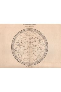Karte Sudliche Halbkugel. Original historische antike Sternenkarte um 1835