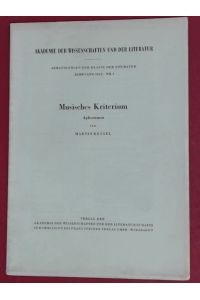 Musisches Kriterium.   - Aphorismen. Band 3, Jg. 1952, aus der Reihe Abhandlungen der Klasse der Literatur.