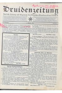DRUIDENZEITUNG 28. Jahrgang, Nr. 10 - 1. Oktober 1926 -  - - Amtliche Zeitung und Eigentum des Deutschen Druidenordens VDOD.(Vereinigter Alter Orden der Druiden)