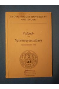 Personal- und Vorleseverzeichnis Sommersemester 1953.   - Georg-August-Universität Göttingen.