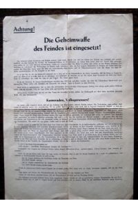 Achtung! Die Geheimwaffe des Feindes ist eingesetzt! Flugblatt II. Weltkrieg