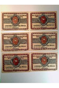 Notgeld, Stadt Lörrach, 6x 50 Pfennig, komplett, eine Seriennummer, ohne Datum, Konvolut