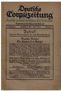 Deutsche Corpszeitung. Amtliche Zeitschrift des Kösener S. C. Verbandes. Heft 1/1919.