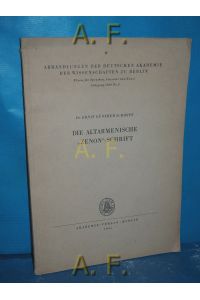 Die altarmenische Zenon Schrift.   - Abhandlungen der Deutschen Akademie der Wissenschaften zu Berlin, Klasse für Sprachen, Literatur und Kunst Jahrgang 1960, Nr. 2.