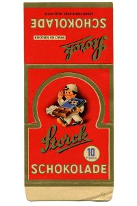 Werbeaufsteller: Storck Schokolade 10 Pfennig, Inhalt 100 Täfelchen.