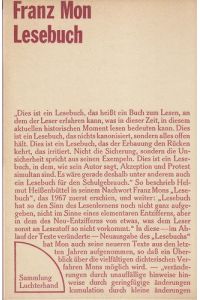 Lesebuch.   - Erweiterte Neuausgabe. Mit einem Nachwort von Helmut Heißenbüttel. - (=Sammlung Luchterhand, SL 57).