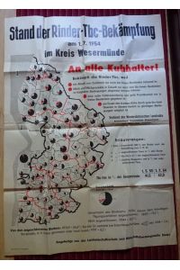 Plakat: Stand der Rinder-TBC-Bekämpfung am 1. 7. 1954 im Kreis Wesermünde.