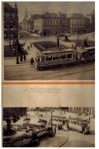 2 Fotografien der Straßenbahn Hannover um 1920 im Kupfertiefdruck.