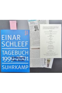 Tagebuch 1999 - 2001 Berlin - Wien + Verlagsbeilage + Zeitungsausschnitte -  - herausgegeben von Winfried Menninghaus ... Nachwort von Johannes Windrich -