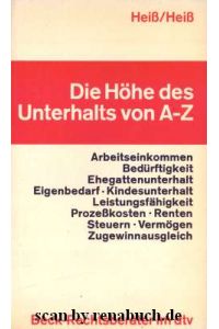 Die Höhe des Unterhalts von A-Z  - Stand: 1. November 1985