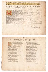 Ode en faveur d'Abraham Ortelius et M. Pierre Heyns - Ode to Peeter Heyns and Abraham Ortelius -- out of: Le miroir du monde, ou Epitome du theatre d'Abraham Ortelius.
