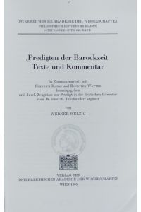 Predigten der Barockzeit : Texte und Kommentar.   - Sitzungsberichte ; 626.