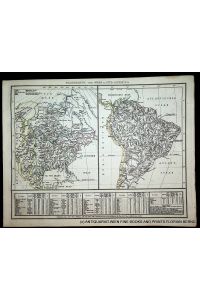 America map of river systems in 2 detailed maps / Amerika Landkarte der Fluss Systeme in 2 Detailkarten // Titel: Flusskarte von Nord und Süd-America