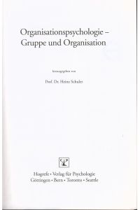 Organisationspsychologie – Gruppe und Organisation