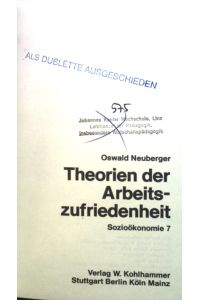 Theorien der Arbeitszufriedenheit. Bd. 507.   - Urban-Taschenbücher. Sozioökonomie 7