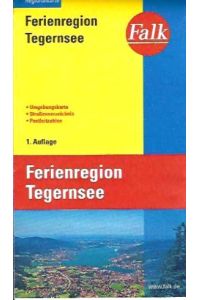 Regionalkarte Ferienregion Tegernsee.   - Umgebungskarte - Straßenverzeichnis - Postleitzahlen. Maßstab 1: 20 000.