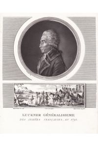 Luckner Generalissime - Nikolaus von Luckner (1722-1794) Offizier French Revolution Portrait / Nikolaus von Luckner war Urgroßvater von Felix Graf von Luckner.