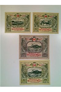 Notgeld, Aigen, Ober-Steiermark, Österreich, 10/20 und 2x 50 Heller, 1920, Konvolut
