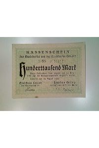 Notgeld, Stadt- und Landkreis Coblenz, Hunderttausend Mark, 100 000 Mark, 20. 8. 1923, Koblenz