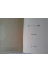 Elsasseschi Haiku : 1961-1965.   - vo Lina Ritter