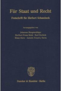 Für Staat und Recht.   - Festschrift für Herbert Schambeck.