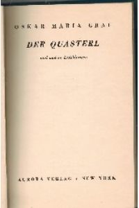 Der Quasterl und andere Erzählungen.