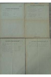(Olympiade 1936) OLYMPIA-PRESSEDIENST.   - 4 lose Blätter von mit Schreibmaschine (gedruckt auf Gestetner) vervielfältigten Mitteilungen.
