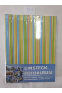 Einsteck-Fotoalbum für 200 Fotos mit Negativtasche und CD-Tasche ( Design: Streifen-Muster)  - Einsteckfotoalbum im Format 10x15 cm